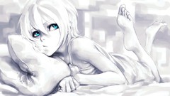 Anime beds white hair pillows blue eyes kuroshitsuji anime boys 
