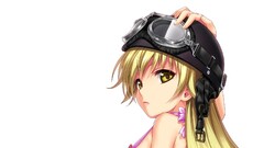 Anime blonde yellow eyes helmet goggles Simple Background Manga