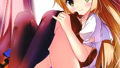 Anime blondes anime girls azuki azusa panties stuffed animals 