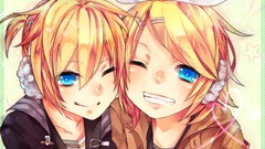 Anime blondes anime girls blue eyes short hair vocaloid wink 