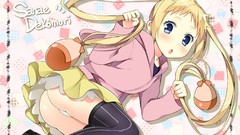 Anime blondes anime girls blue eyes underwear panties twintails 