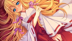 Anime blondes anime girls miko priestess