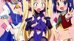 Anime blondes blush pink hair long hair green eyes astarotte no 