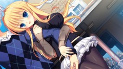 Anime blondes long hair anime girls blue eyes pantyhose mikeou 