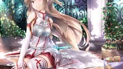 Anime blondes long hair anime girls brown eyes sword art online 