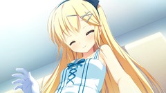 Anime blondes long hair closed eyes game cg narumi yuu hair 