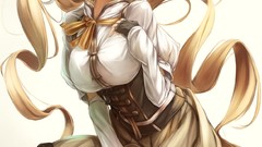 Anime blondes long hair mahou shoujo madoka magica yellow eyes 