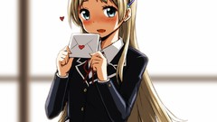 Anime blondes skirts blush long hair anime girls school 