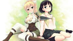 Anime blondes skirts long hair anime girls blue eyes green eyes 