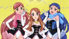 Anime blondes skirts scarfs blue hair pink hair anime girls 