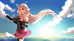 Anime blondes vocaloid bare shoulders ia artwork