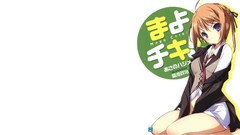 Anime blue eyes brunettes mayo chiki Simple Background Konoe 