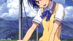 Anime blue eyes short hair ano natsu de matteru open mouth TV 