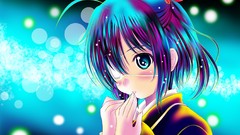 Anime blue hair anime girls blue eyes kitsune takanashi rikka 