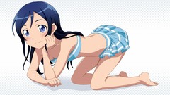 Anime blue hair long hair anime girls blue eyes black hair 