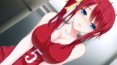 Anime blush anime girls blue eyes redheads boobs holding boobs 