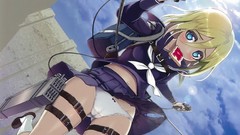 Anime blush anime girls blue eyes seifuku underwear panties 