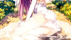 Anime blush anime girls brides purple hair purple eyes panties 