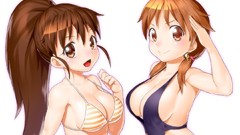 Anime blush anime girls idolmaster cleavage bikini orange eyes 