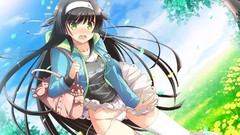 Anime blush long hair anime girls panties thigh highs Koisuru 