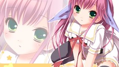 Anime blush pink hair long hair green eyes seifuku hyuuga 