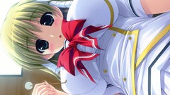 Anime blush short hair green hair seifuku hazuki Amatsu Misora 