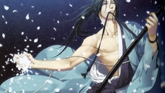 Anime boys flower petals