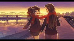 Anime Bridges scarfs anime girls brunettes idolmaster takatsuki 