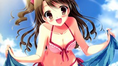 Anime brown anime girls brown eyes brunettes towels ecchi 