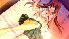 Anime brown blush bra seifuku suika game cg underwear open shirt