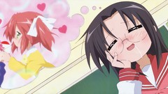 Anime brown glasses blush blue eyes green eyes lucky star green 