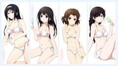 Anime brown long hair anime girls short hair black hair hyouka 