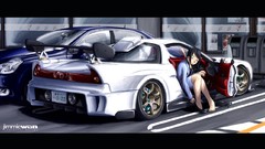Anime cars paintings drawings anime girls vehicles digital art 