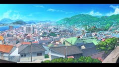 Anime cities anime girls scenic mir