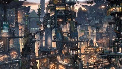 Anime City artwork futuristic city science fiction fantasy art
