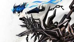 Anime claws chains blue hair anime girls short hair black rock 