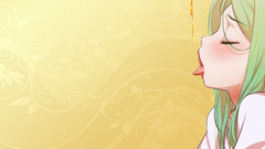 Anime closed eyes anime girls green hair ecchi tongues