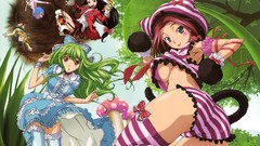 Anime dress Alice in Wonderland stockings blondes smiling anime 