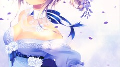 Anime dress anime girls purple eyes cleavage Uni