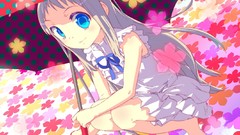 Anime dress barefoot blue eyes gray hair Uni honma meiko Hana 