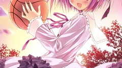 Anime dress basketball pink hair pink eyes anime girls short 