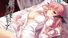 Anime dress beds cleavage no bra bottomless open shirt erect 