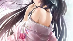Anime dress blush long hair anime girls purple eyes wingheart