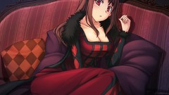Anime dress horns pillows cleavage Maoyuu Maou Yuusha Maou 