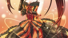 Anime dress red eyes Ribbons tongue bows long hair anime girls 