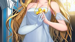 Anime dress red eyes wedding snowball blondes long hair anime 