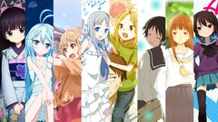 Anime dress Trap red eyes kimono blondes skirts blue hair long 