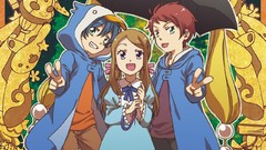 Anime dress Umbrellas blue hair anime girls brunettes mawaru 