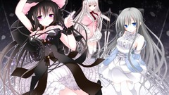 Anime dress white hair red eyes long hair anime girls blue eyes 