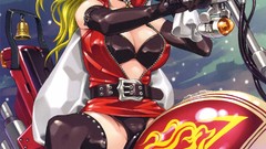 Anime Engines blondes anime girls purple eyes Santa hat artwork 